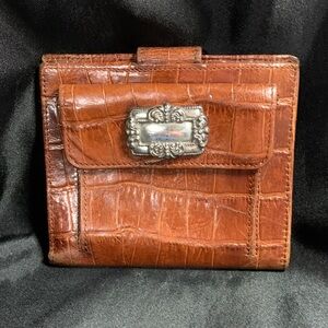 Vintage Brighton Brown (5") Leather Crocodile Embossed  Slim Wallet
